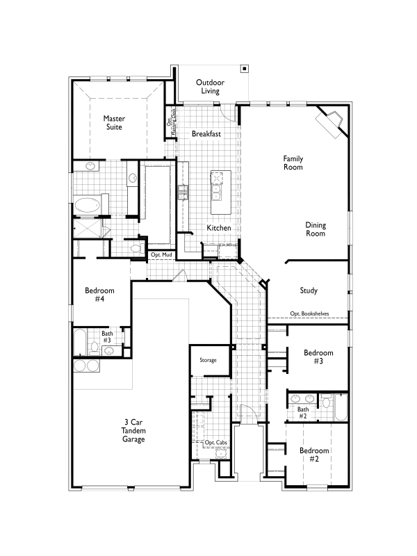 New Home Plan 241 From Highland Homes, Ranch House Plans With 3 Car Tandem Garage